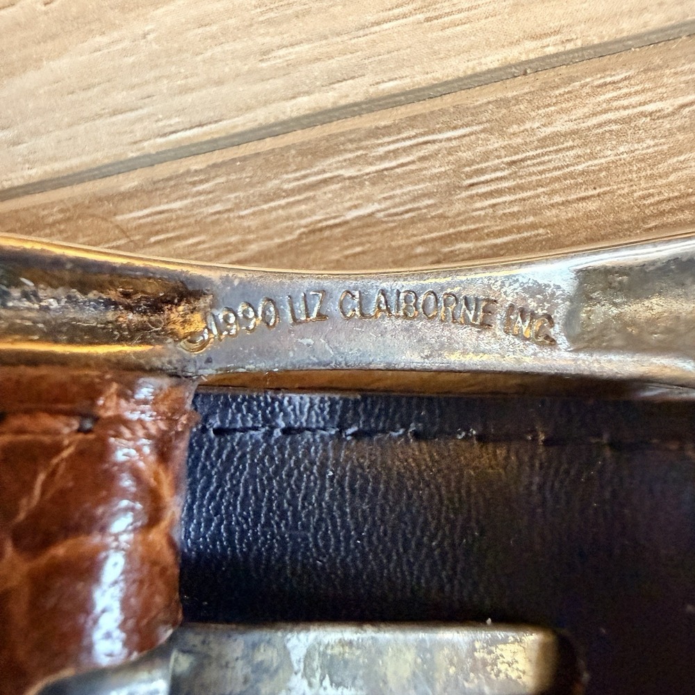 Vintage 90's Liz Claiborne Brown Leather Belt - Picture 3 of 6